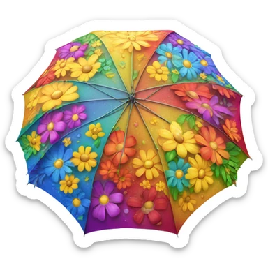 Large umbrella made of flowers with dew drops sticker