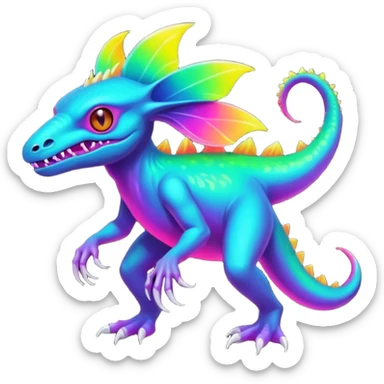 An exotic neon colorful unique bizarre eccentric Fakémon-creature (full body) sticker