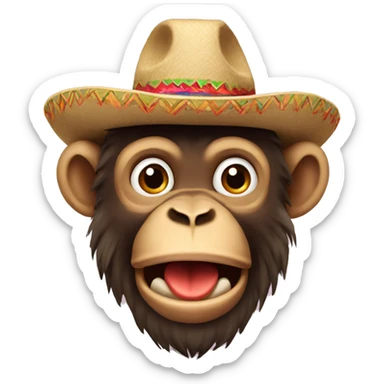 Monkey with hat mexican sticker