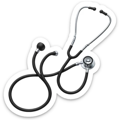 A classic stethoscope with rubber tubing and chrome chestpiece sticker