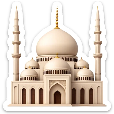 Cinematic Realistic Mohammad Al-Amin Mosque Landmark Emoji, showcasing the intricate architecture of the mosque rendered with rich textures and majestic, soft lighting. sticker