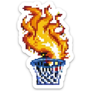 basketball on fire sticker