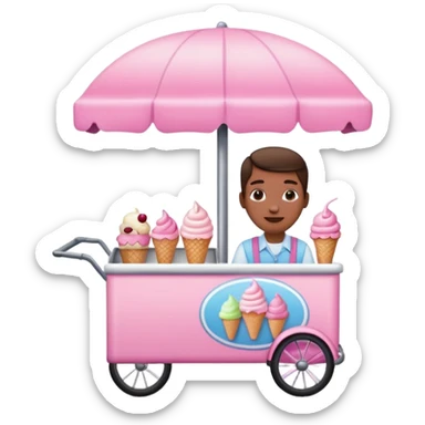 Vendor + pink cart,Ice Cream Vendor. sticker