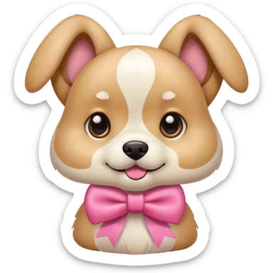 dog with pink bow playful expression sticker
