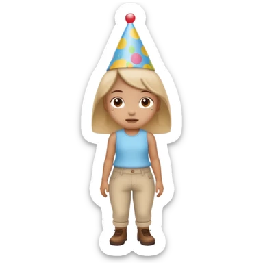 “Poopy pants” girl wearing a birthday hat  sticker