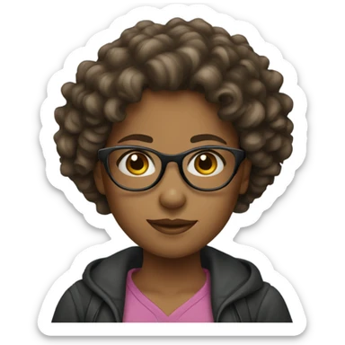 a girl with glasses curly hair  sticker