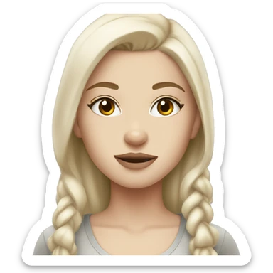 Ash blonde girl grey eyes with white pitbull sticker