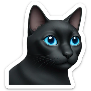 a black cat with blue eyes works on the stock market sticker