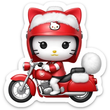 Cute hello Kitty on a red motorcycle sticker