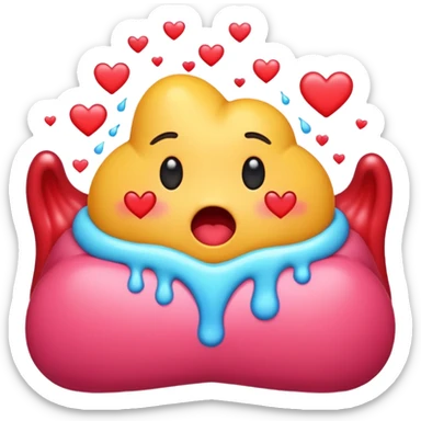 un emoji vomitando corazones sticker