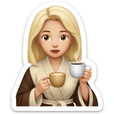 Woman drinking coffee and The edges of the eyes are wide open in the morning sticker