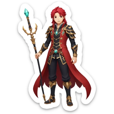 Diluc from Genshin Impact (full body) (tall adult male) (long hair) sticker