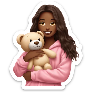 Photo of Victoria secret model cuddling a teddy bear  sticker