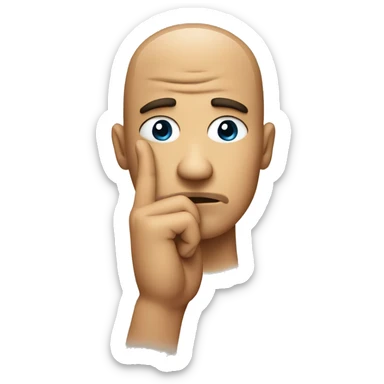 Pensive face with rock on hand gesture sticker