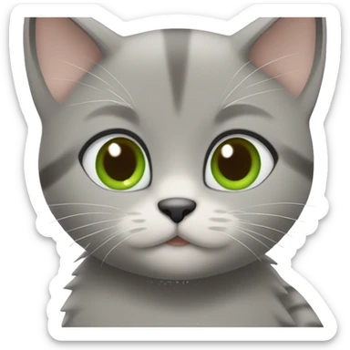 blue eyes grey kitten hugging brown short hair green eyes woman sticker