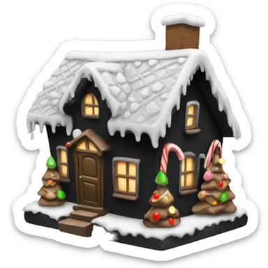 Cosy black gingerbread house  sticker