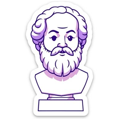 elegant marble statue of Socrates with curly beard and noble profile, ancient Greek philosopher, soft pastel colors in lavender and mint tones sticker