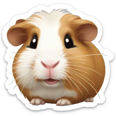 Guineapig with a strand of long grass hay in his mouth sticker