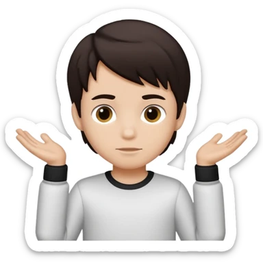 Dark brown hair, black and white skined and is a boy sticker