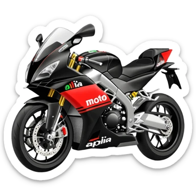 moto sportiva con scritta aprilia nera e solo avanti fluorescente  sticker