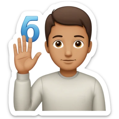 Make a man putting a hand by his sides and a 6 and a 7 beside his head sticker