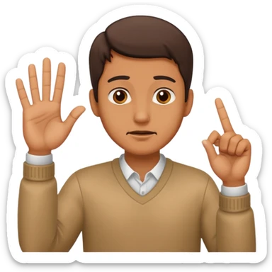 a man making a gesture of denial sticker