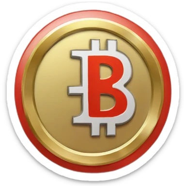 bitcoin coin red border but a C instead of the B in the middle sticker