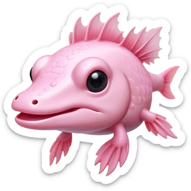 Cinematic Noble Axolotl Portrait Emoji, Poised and regal, with a slender, graceful build and smooth, pale pink skin adorned with feathery external gills, deep-set soulful dark eyes, Simplified yet sharp and sophisticated features, highly detailed, glowing with a soft, ethereal glow, high shine, intelligent and enigmatic, stylized with an air of aquatic elegance, focused and attentive, soft glowing outline, capturing the essence of a watchful and mystical creature, so majestic it feels as though it could glide out of the screen with effortless authority! sticker