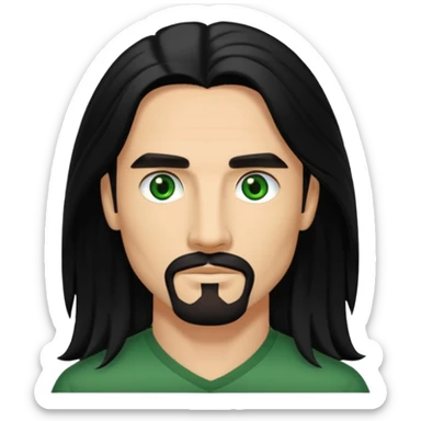 Kevin Richardson with black long hair, green eyes sticker