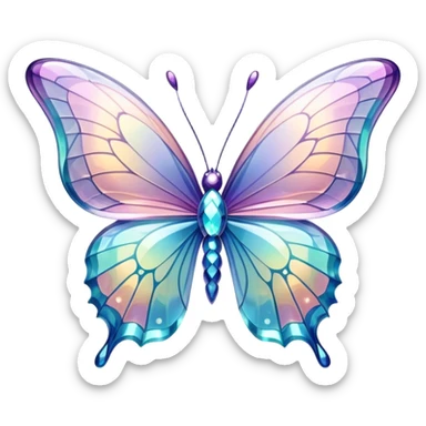 Sparkly glossy Pastel iridescent glass crystal butterfly sticker