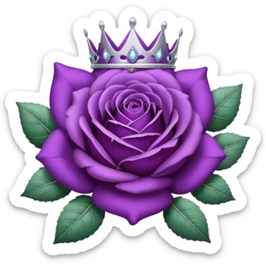Purple rose with silver tiara and a purple emblem leaf wreath sticker