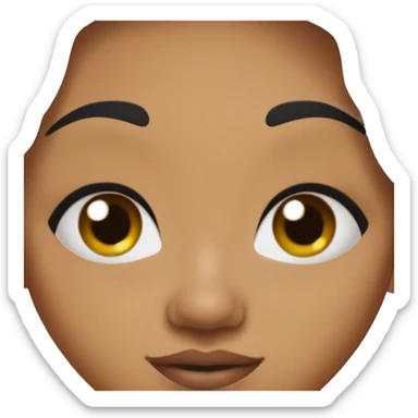 woman with black hair (ponytail), black eyes, wide set eyes, tanned skin (slightly reddish), plump lips sticker