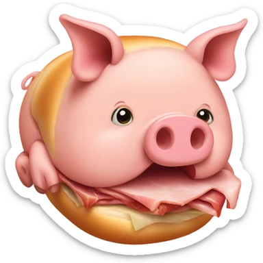 Pig eating a ham sandwich sticker