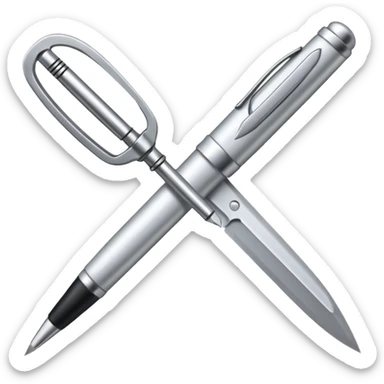 a pen and knife merged together sticker