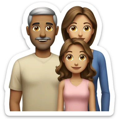 Puerto rican beard short brown hair  husband with blond long hair wife and brown long hair daughter Family  sticker