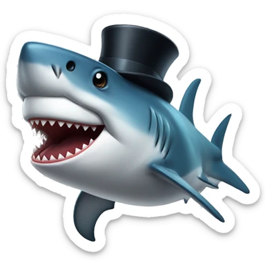 Shark with a top hat sticker