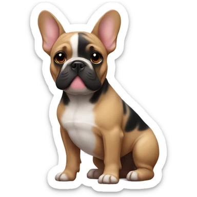 Black-and-tan French bulldog with hearts around him sticker