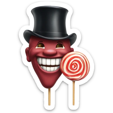 laughing boy with a tophat and lollipop sticker