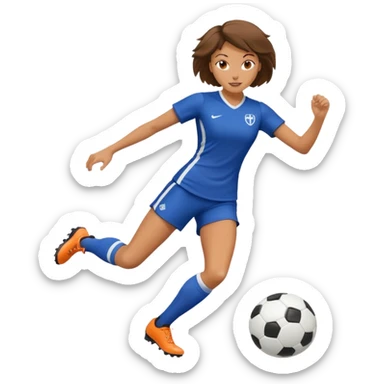 a woman kicking a soccer ball sticker