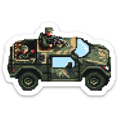 Military vehicle with soldiers sticker
