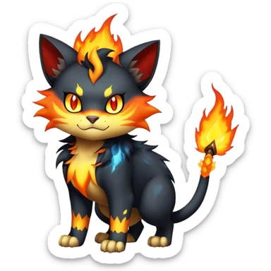 Luxray-Torracat-Pyroar-Fakémon-hybrid-creature (full body)  sticker