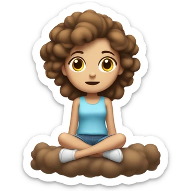 Brown haired Girl dizzy on a cloud  sticker