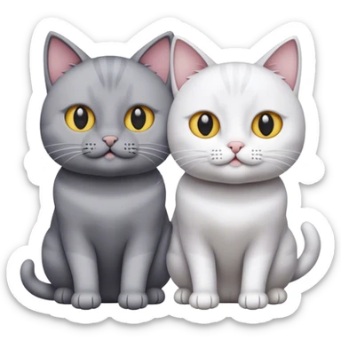 Two cats. One grey one white sticker