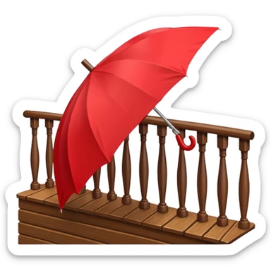 Red umbrella on stair railing sticker