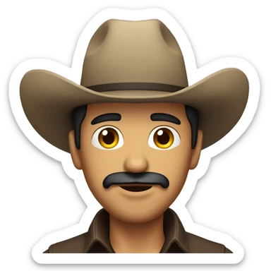 mexican guy with black hair and cowboy hat and slight mustache  sticker
