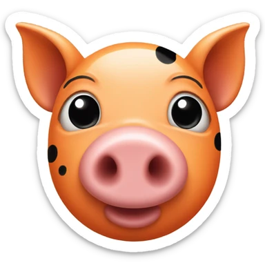 Orange pig with black spots turned up nose  sticker