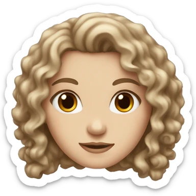 White girl with brown eyes and curly brown hair  sticker