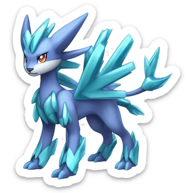  cool edgy shiny colorful Suicune-Dialga-Fakemon full body sticker