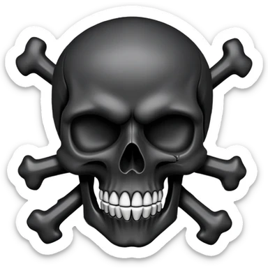 smooth black skull with rebellious graffiti and brand logos, slightly tilted angle sticker