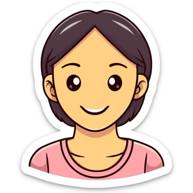 young adult woman with smile sticker